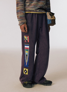 CONP 25AW 手工钉珠旗帜微喇叭卫裤