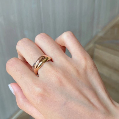 经典高品质三环三色情侣戒指