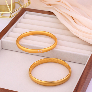 越南沙金古法传承金镯子仿真黄金传承心经实心泥鳅背手镯结婚女