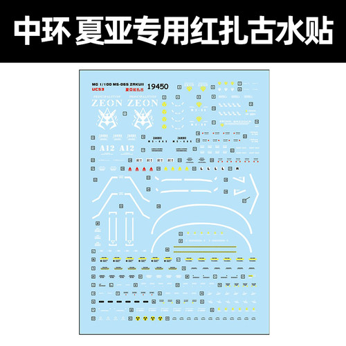 中环MG夏亚专用红扎古模型水贴纸