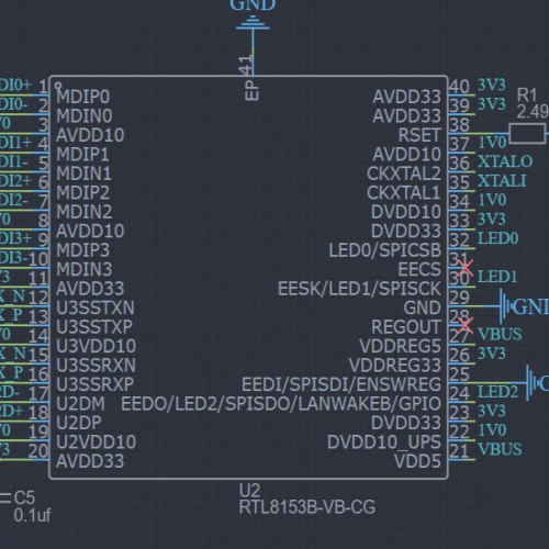 USB3.0千兆网卡RTL8153B原理图pcb RTL8153电路图 USB千兆网卡PCB