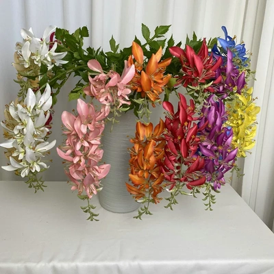 软枝绢布刺桐 春色海桐花 简约婚礼堂舞台布置挑高线条插花艺假花
