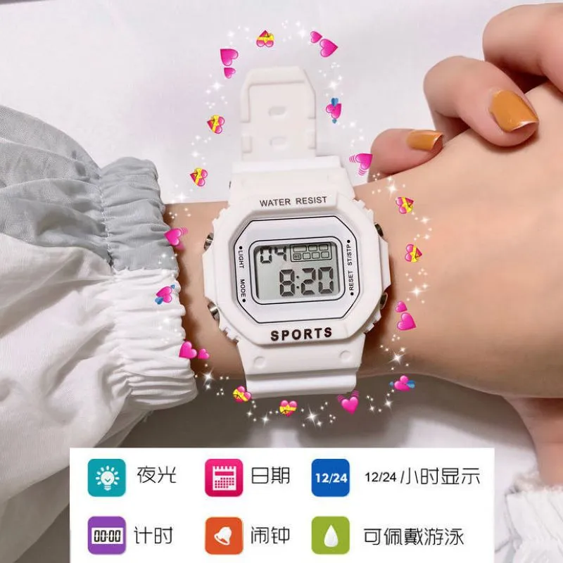 2023新款方块手表男女ins风初高中小防水运动独角兽电子表