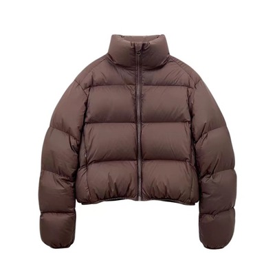 咖色肯豆短款羽绒服女欧