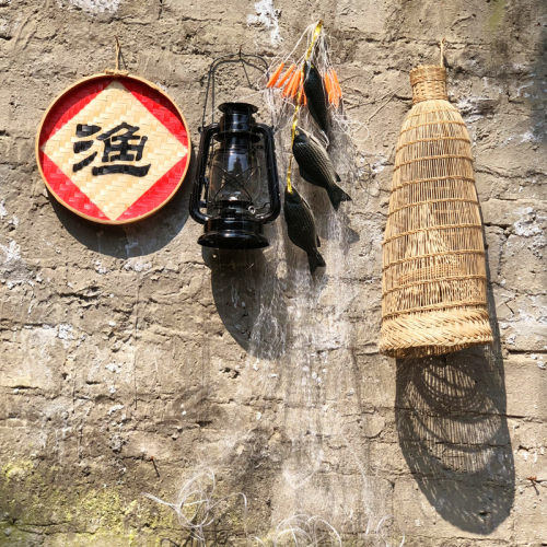 新农村餐厅农庄复古怀旧渔具墙饰