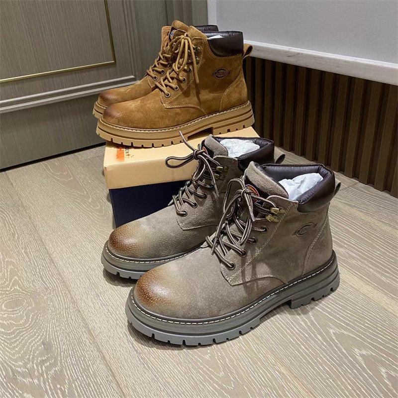 原单马丁靴男高帮秋冬新款帅气工装靴真皮车缝线户外踢不烂大黄靴