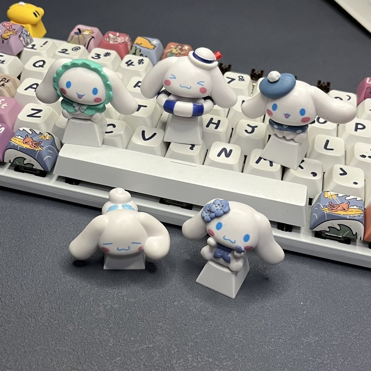 新款DIY个性大耳朵玉桂狗键帽卡通机械键盘ESC树脂泳圈小白狗键帽