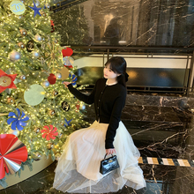 【原~ 许妍穿搭】 温柔矜贵 花边~ 黑色显瘦千金针织开衫