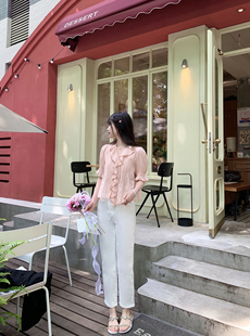 【现货】清爽夏日 一键修图 弹力好穿软糯糯白色法棍8分牛仔裤