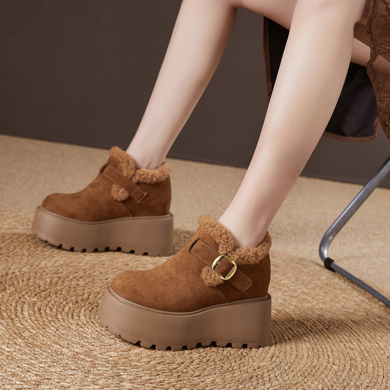 震地王厚底内增高10cm勃肯鞋女2025冬季新款时尚百搭休闲保暖棉鞋