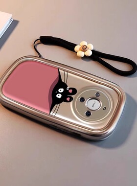 适用华为mate80pro手机壳镜头全包mate70pro卡通撞色金属小煤球m60p彩绘新款情侣潮牌p60p趣味pro+硅胶防摔套