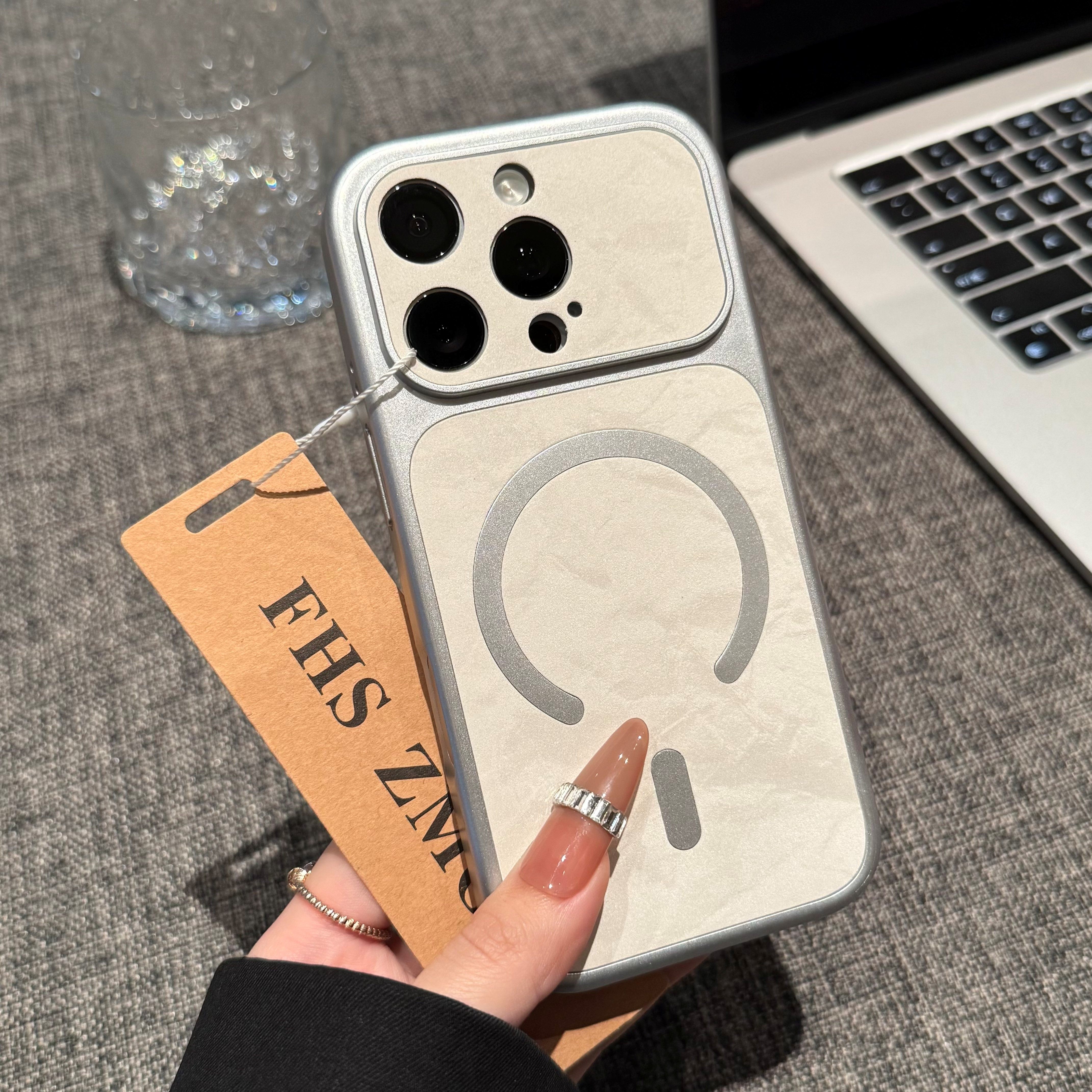 丝绒雪山纹适用苹果18promax手机壳磨砂新款iphone17pro磁吸充电16PM小众男女12简约高级感12全包防摔保护套