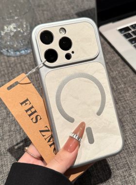 丝绒雪山纹适用苹果17promax手机壳磨砂新款iphone16pro磁吸充电15PM小众男女14简约高级感13全包防摔保护套