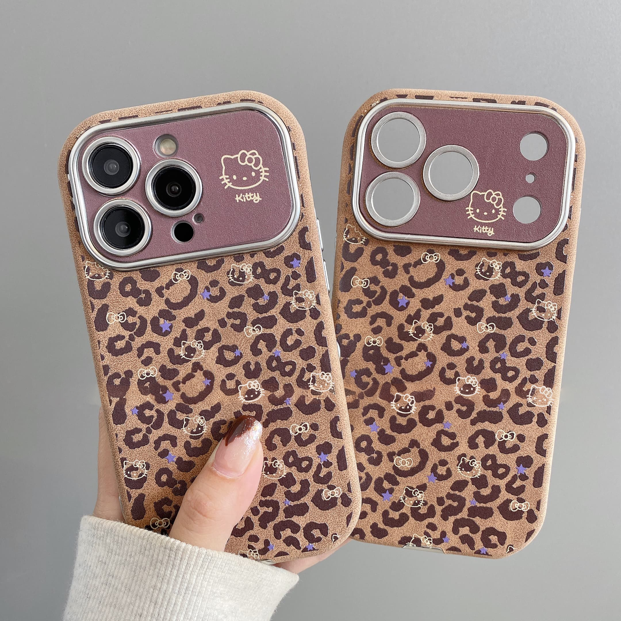 豹纹星星K猫适用苹果17promax手机壳彩绘iPhone16pro皮纹大视窗15PM卡通可爱14个性创意13全包防摔Air保护套