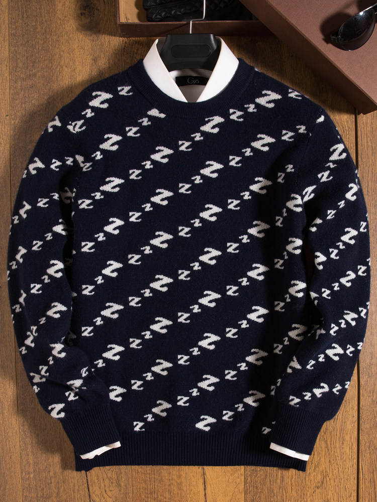 연예인들의 겨울 남자 동자 자카드 스웨터 따뜻하고 패셔너블한 유스 니트 스웨터 남자 캐시미어 스웨터 도톰한 라운드넥