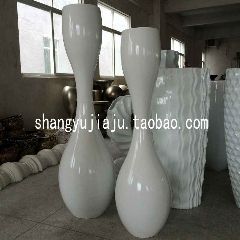 保龄球玻璃钢落地花瓶简约客厅大花器花插酒店会所样板房摆件饰品