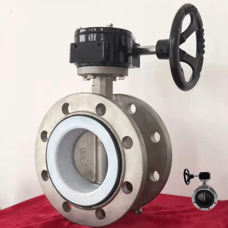 d341x-16p304不锈钢涡轮法兰蝶阀软密封四氟dn65 80 100 150 200
