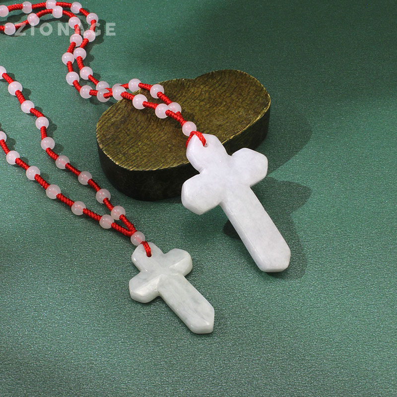 圣诞节礼物和田玉十字架饰品项链