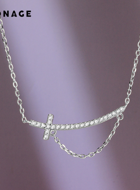 天果甜美纯银镶嵌蝴蝶结锁骨链