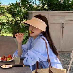 夏季大帽檐防晒帽女防紫外线空顶遮阳草帽骑行出游户外遮脸帽子