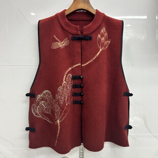 中老年妈妈装国风马甲背心开衫外套针织韩国绒洋气百搭宽松针织衫