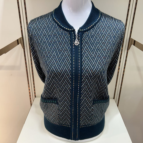 棒球领妈妈装秋冬装拉链毛衣外套