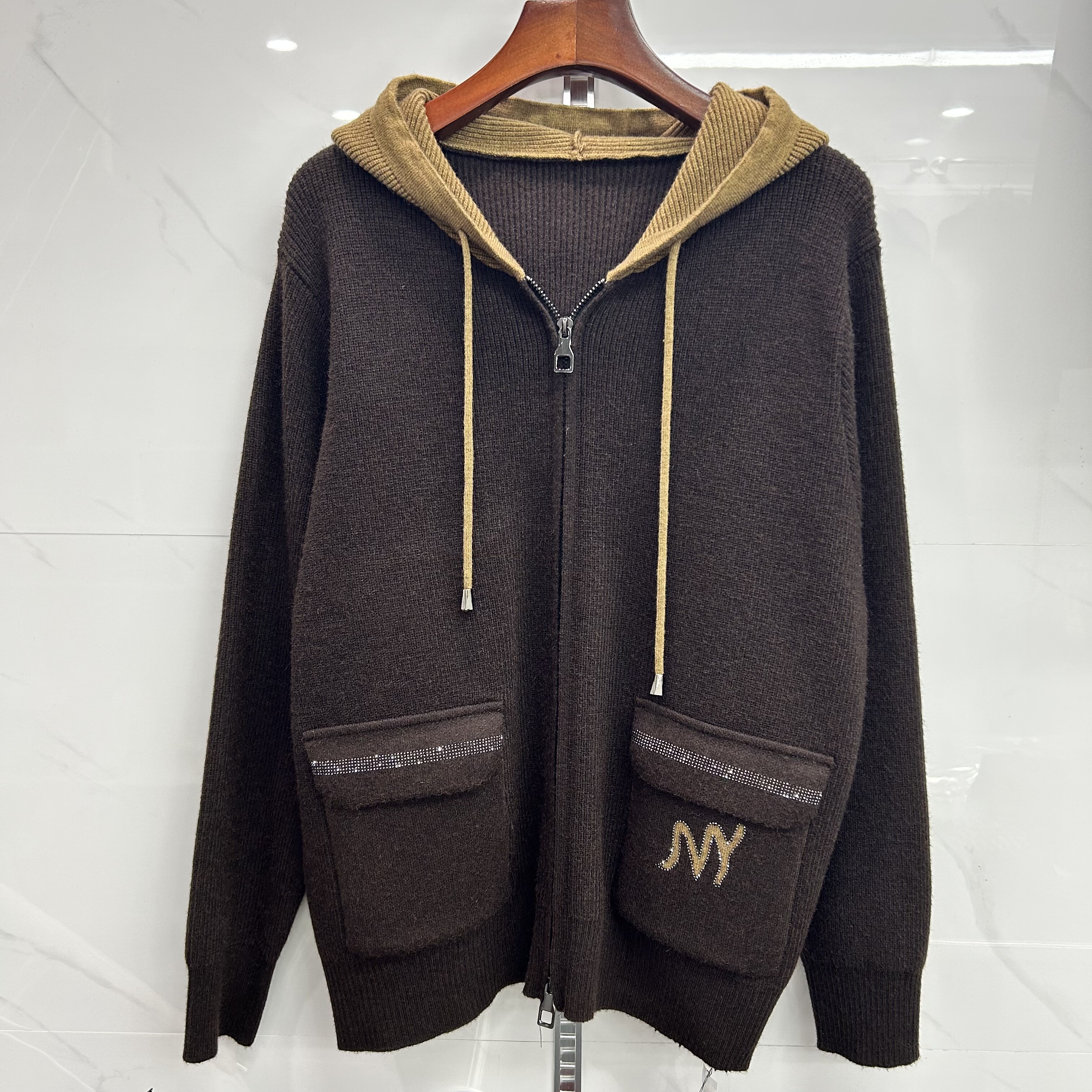 中年人连帽针织外套开衫女上衣年轻妈妈装长袖针织衫百搭休闲女装