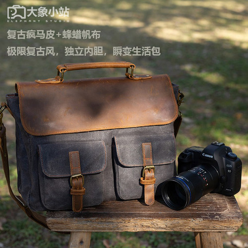 极限复古风金牌店铺单肩摄影包