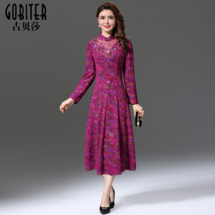 古贝莎春秋高端宴会礼服妈妈改良旗袍阔太太喜婆婆婚宴长款连衣裙