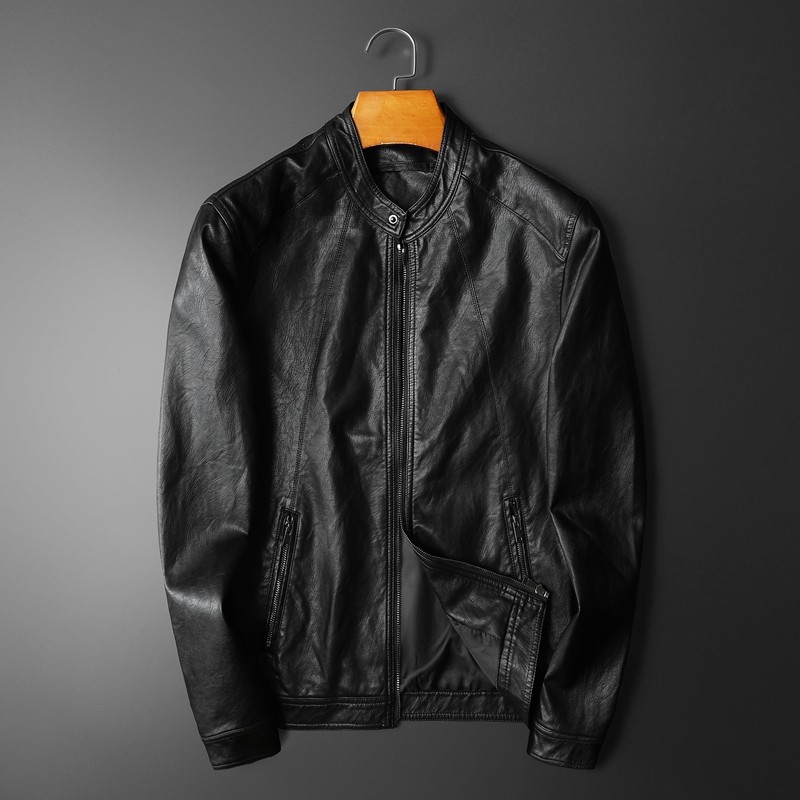 2025秋冬新款男士立领机车皮外套 修身潮男皮衣7122 P145黑灰,男装,皮衣,淘宝优惠券,粉丝福利购,淘宝优惠卷