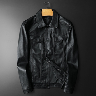 潮男货号7950 翻领机车皮外套修身 P175平铺图 男士 2024年秋冬新款