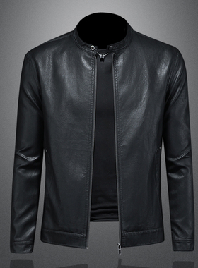 2025年秋冬新款男士立领机车皮外套修身潮男货号56131P175镂空图