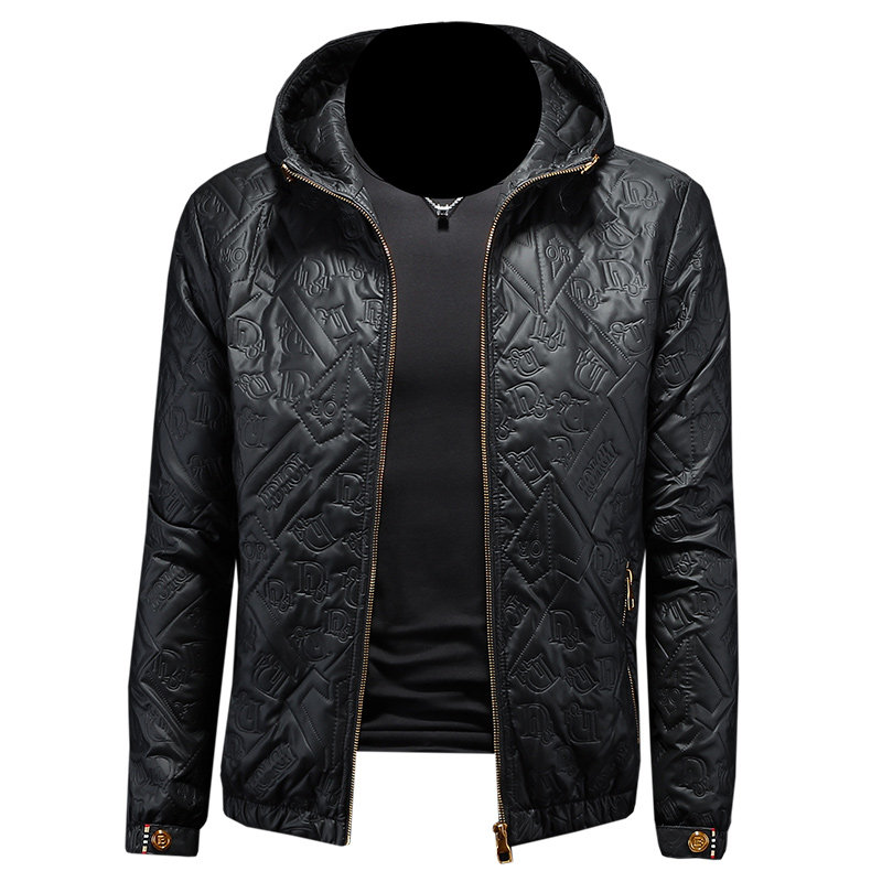 2024年秋冬新款男士连帽加棉压花皮衣外套.货号2378P185假模图,男装皮衣,钱塘6007(原2006)