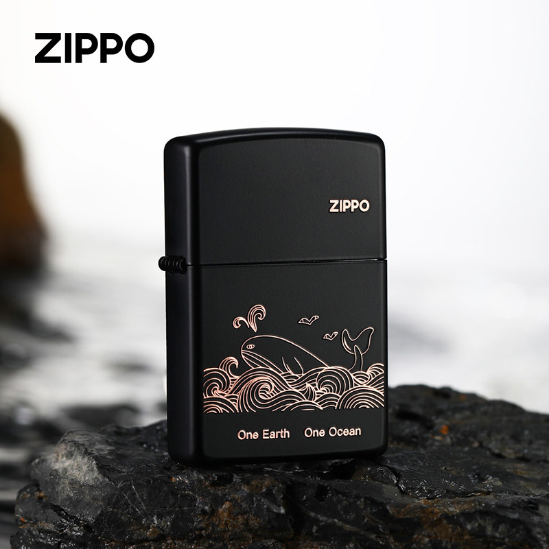 Zippo/之宝黑哑漆鲸色海洋打火机