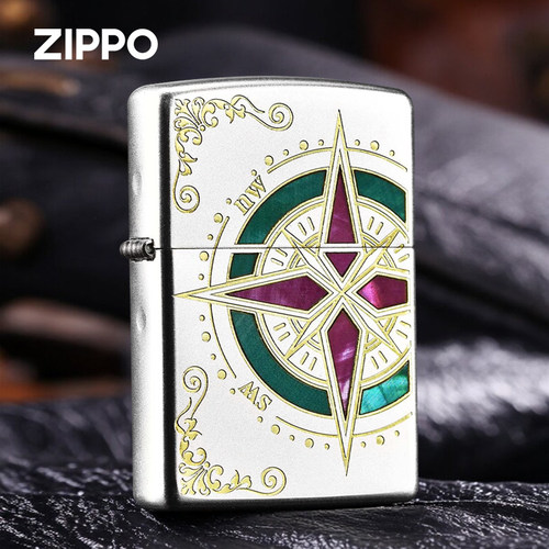ZIPPO爱琴海指南针贝壳镶嵌