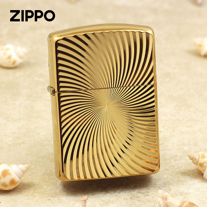 ZIPPO打火机原装正品镀金钛螺旋纹盔甲芝宝防风煤油男士商务送礼