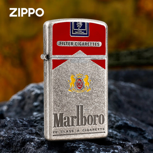 ZIPPO1605纤巧仿古银雄狮万宝路