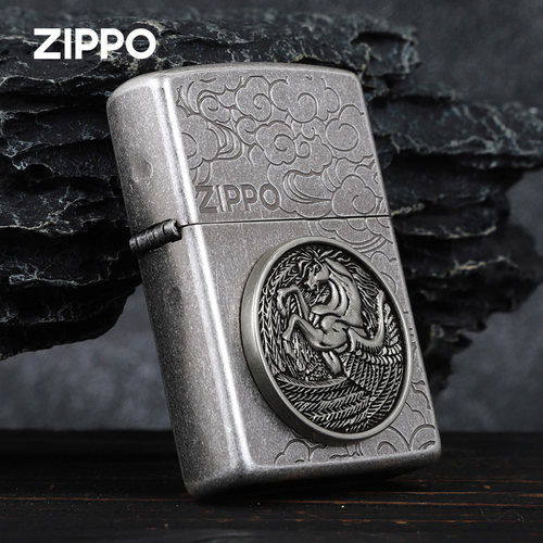 ZIPPO仿古银天马徽章幸运系列