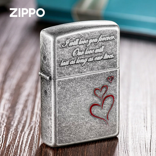 ZIPPO仿古银红心永恒的爱