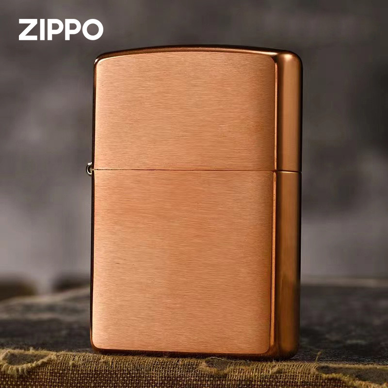 ZIPPO打火机紫铜香槟晚霞美版原版光板拉丝 官方正品防风送礼收藏
