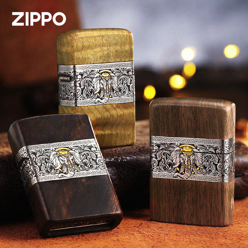 Zippo/之宝错金银珍贵实木打火机
