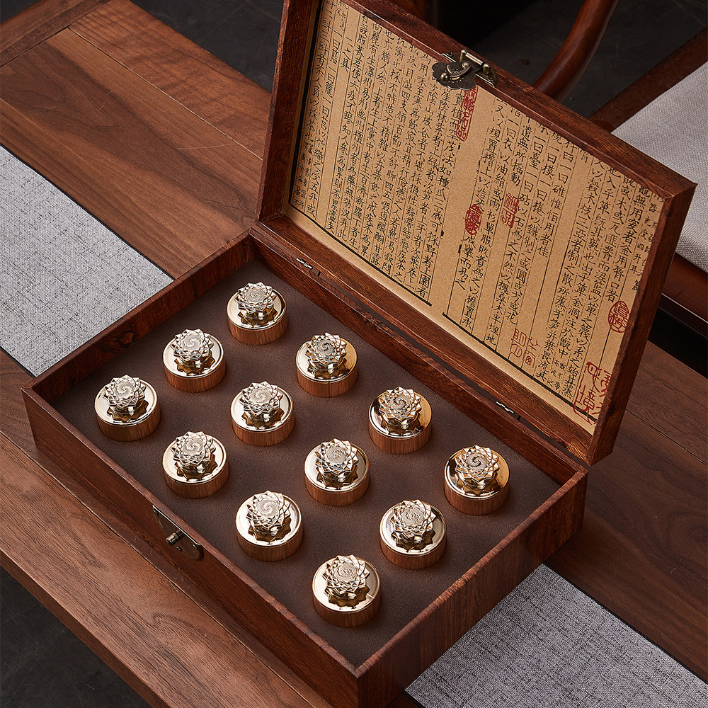 复古仿木纹便携茶叶铁罐空礼盒