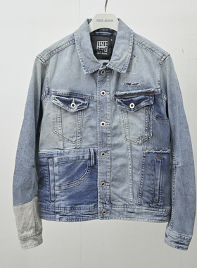 ABLE JEANS牛仔夹克男女春秋中国想象修身解构风拼接联名休闲外套