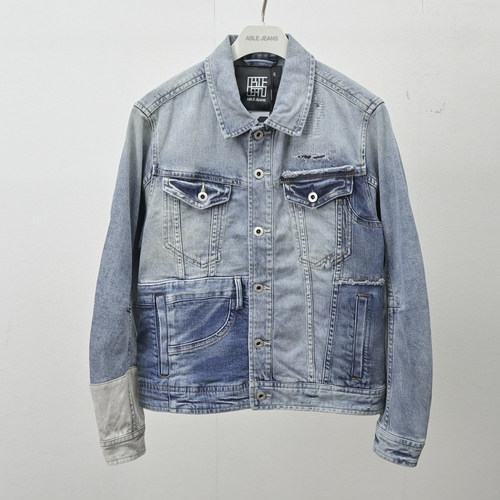 ABLE JEANS牛仔夹克男女春秋中国想象修身解构风拼接联名休闲外套