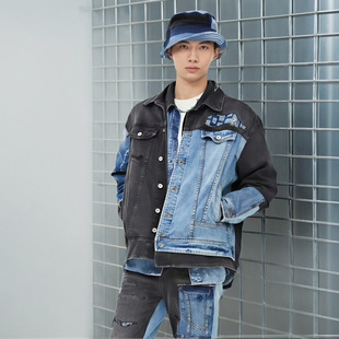 解构夹克男宽松牛仔外套手工水洗休闲茄克 中国想象 ABLE JEANS