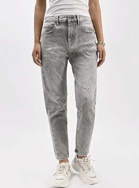 【买到赚到】ABLE JEANS牛仔裤男女灰色春夏秋季小脚锥形裤弹力潮