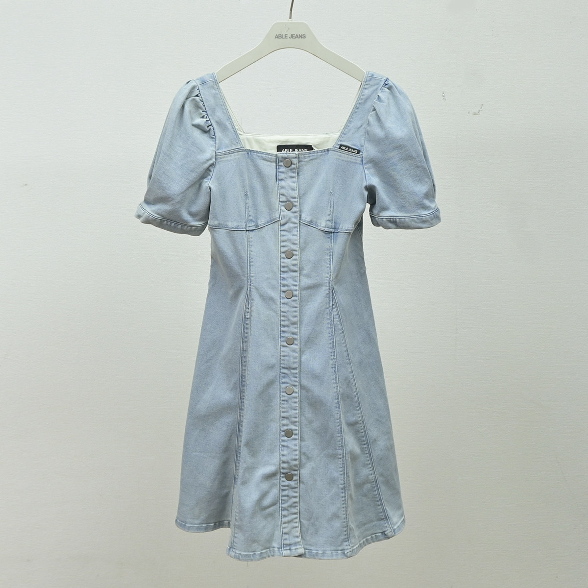ABLEJEANS天丝泡泡袖牛仔连身裙