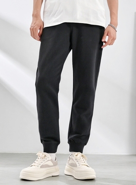 秋季新款ABLE JEANS男卫裤黑色运动裤针织裤休闲舒适百搭束口长裤