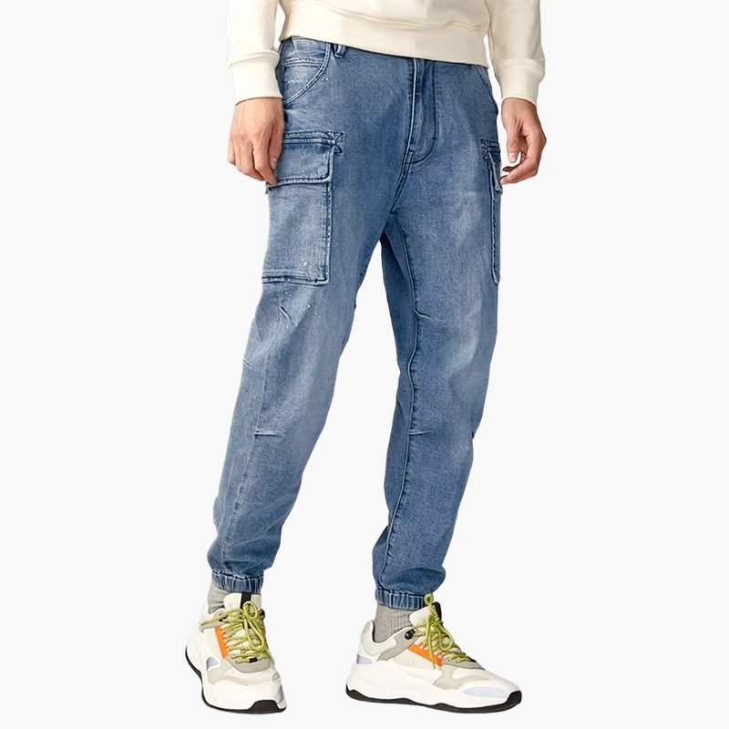 超值男士工装牛仔裤ABLEJEANS九分裤宽松休闲牛仔潮牌束脚裤男裤