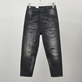 秋冬款 水洗泼墨潮流显瘦 黑灰BF风妈咪裤 ablejeans女牛仔裤 高腰裤